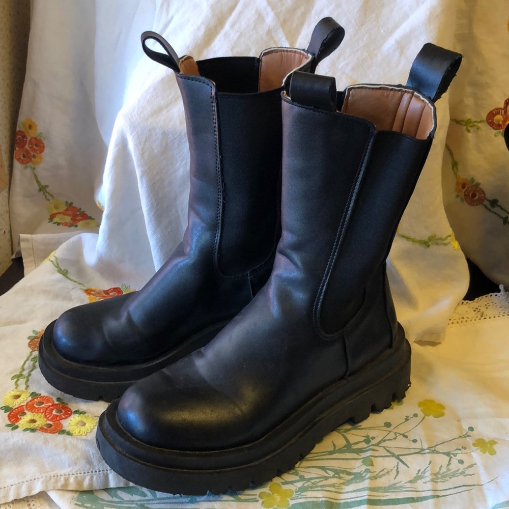 Tall slide on boots